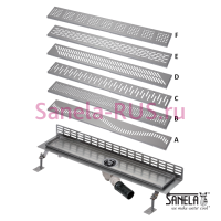Нержавеющий водоотводящий желоб к стене, 750мм SLKN 06A(X) - SLKN 06F(X)