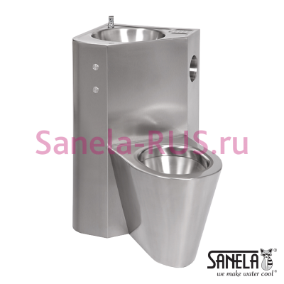 Угловой унитаз направо с умывальником и пьезо кнопками SLWN 18ZPP арт: 94187 Sanela Чехия (фото, схема)